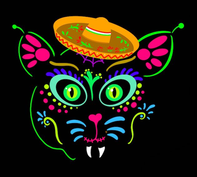 Sugar Skull Kitty Xmas en Mexico